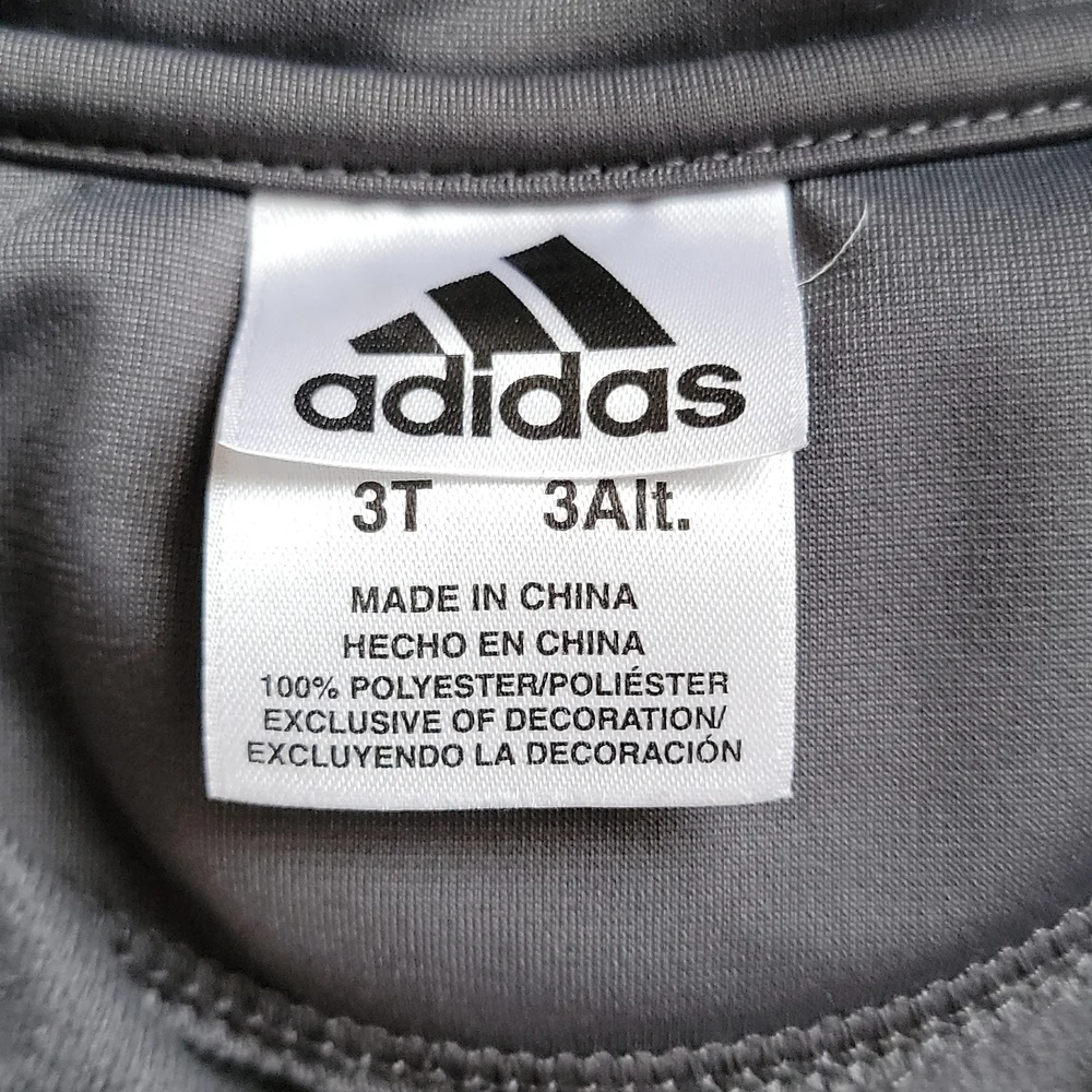 Adidas Sweatshirt Gray Zip Up Track Suit Jacket Kids Size 3T - Picture 3 of 3